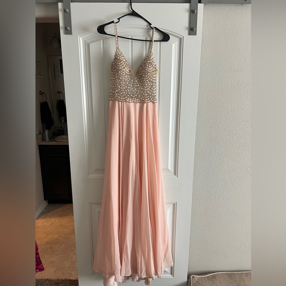 Lulu's Pink and Cream Maxi Dress
